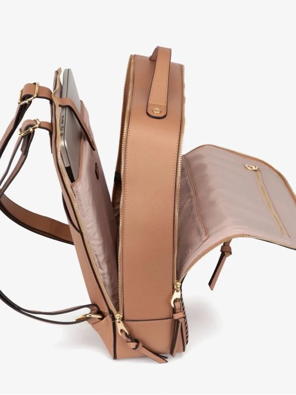 Calpak Blush Pink Backpack with Whipstitch Detail